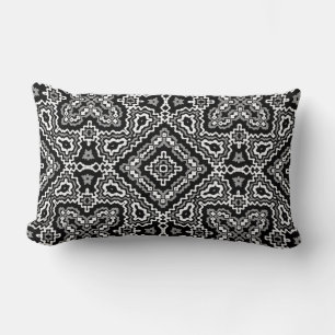 Coussin Rectangle ornement ethnique motif géométrique noir et blanc