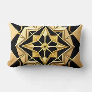 Coussin Rectangle Ornement Géométrique Doré