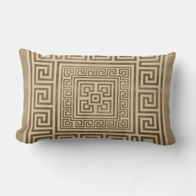 Coussin Rectangle Ornement principal grec - méandre grec - or en (Recto)