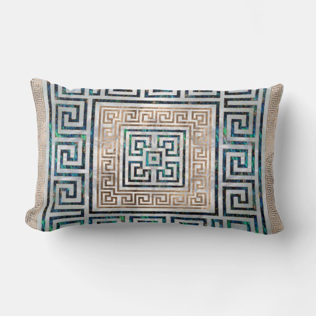 Coussin Rectangle Ornement principal grec - ormeau et or (Recto)