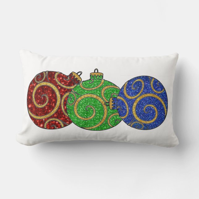 Coussin Rectangle Ornements de Noël (Recto)