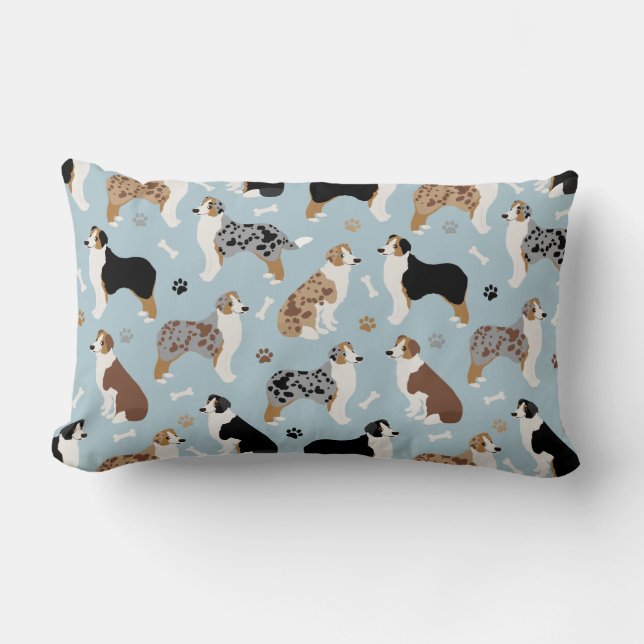 Coussin Rectangle Os et pattes des bergers australiens (Recto)