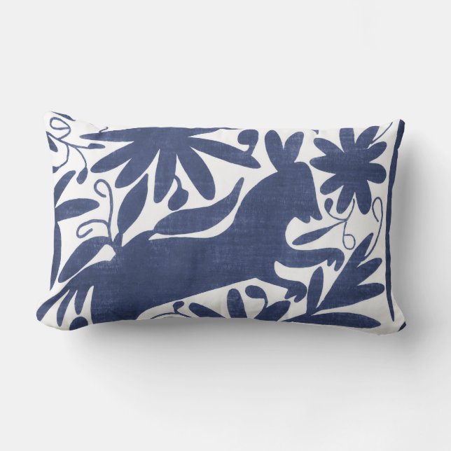 Coussin Rectangle Otomi âne, Navy (Recto)