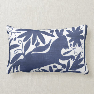 Coussin Rectangle Otomi âne, Navy