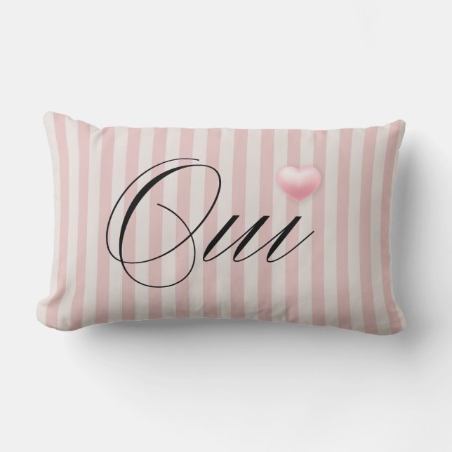 Coussin Rectangle Oui Oui avec crème cardiaque rose rayures roses (Recto)