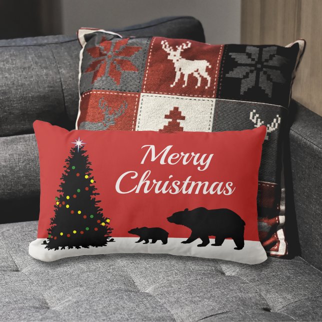 Coussin Rectangle Ours de Noël Joyeux (Créateur téléchargé)