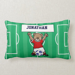 Coussin Rectangle Ours de nounours mignon personnalisé du football