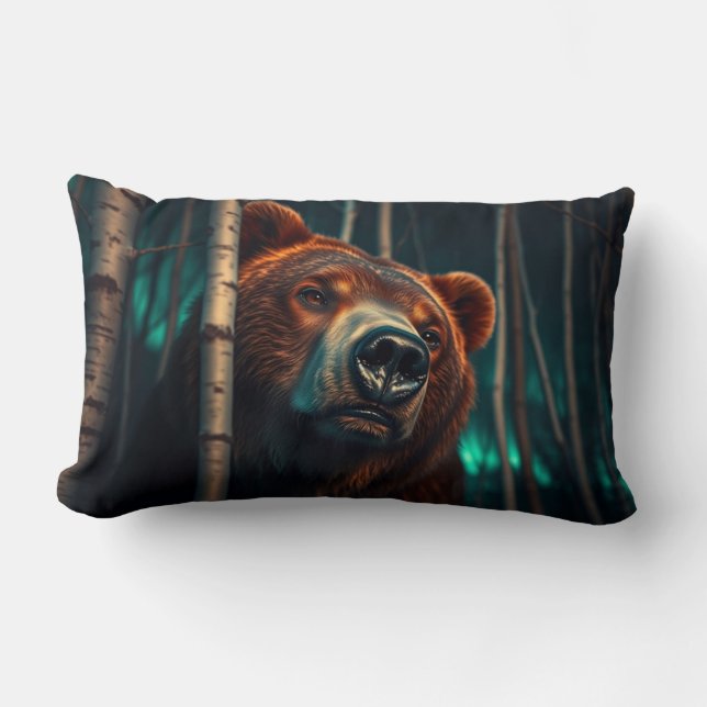 Coussin Rectangle Ours grizzli dans les bois (Recto)