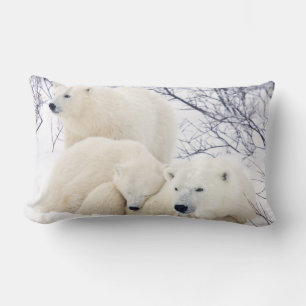Coussin Rectangle Ours polaires femelle et deux oursons
