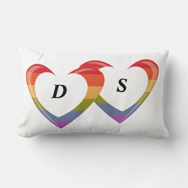 Coussin Rectangle Ouvrez les coeurs - monogramme (Recto)