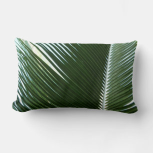Coussin Rectangle Overlapping Palm Fronds Tropical Green Abstract