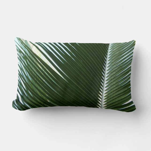 Coussin Rectangle Overlapping Palm Fronds Tropical Green Abstract (Recto)