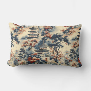 Coussin Rectangle Pagode sereine dans un paysage montagneux