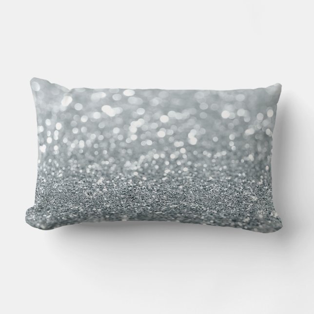 Coussin Rectangle Paillettes argentées blanches Bokeh Glamour Tendan (Recto)