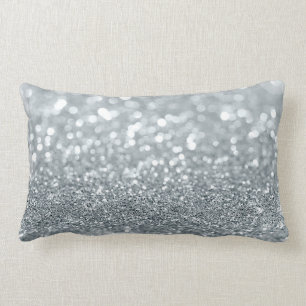 Coussin Rectangle Paillettes argentées blanches Bokeh Glamour Tendan