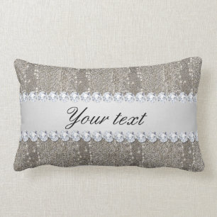 Coussin Rectangle Paillettes et diamants argentés de Faux