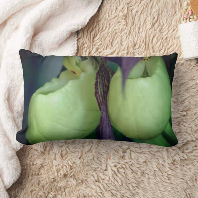Coussin Rectangle Paire de fleurs d'orchidée sabot de dame blanche (Couverture)