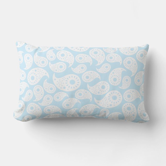 Coussin Rectangle Paisley bleu blanc et en pastel (Recto)