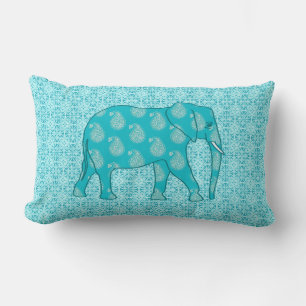 Coussin Rectangle Paisley - bleu turquoise et aqua
