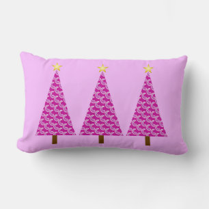 Coussin Rectangle Paisley violet arbres de Noël modernes