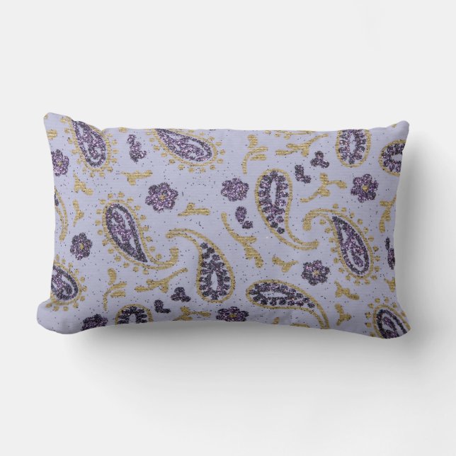 Coussin Rectangle Paisley violet or (Recto)