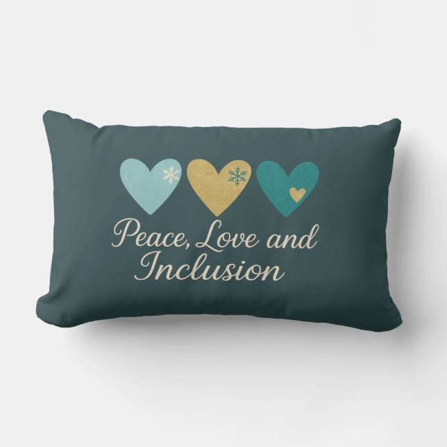 Coussin Rectangle Paix, Amour et Inclusion | Fêtes Inclusives (Recto)