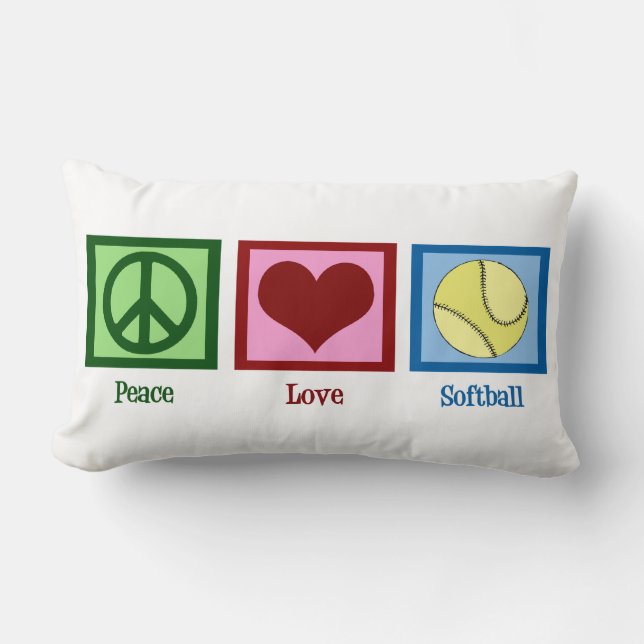 Coussin Rectangle Paix Amour Softball (Recto)