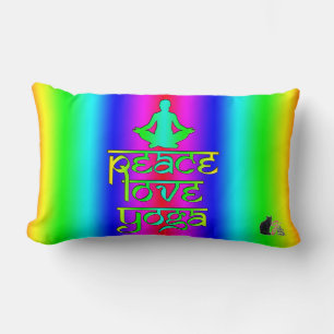Coussin Rectangle Paix Amour Yoga Intention Arc-en-ciel