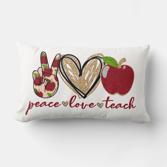Coussin Rectangle Paix et amour de l'enseignant (Recto)
