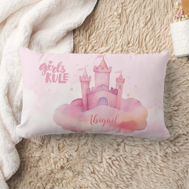 Coussin Rectangle Palais de la Girl Rule sur le nuage rose (Couverture)
