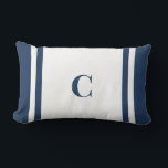 Coussin Rectangle Palm Beach Preppy Monogram Lumbar Pillow<br><div class="desc">Personalized Stripe Dorm Pillow | Custom Initial College Dorm Decor Elevate your space with this Palm Beach preppy monogram lumbar pillow, featuring bold coastal-inspired stripes and a personalized initial for a classic look. Designed with a clean center panel and navy stripe accents, this pillow brings a polished preppy feel to...</div>