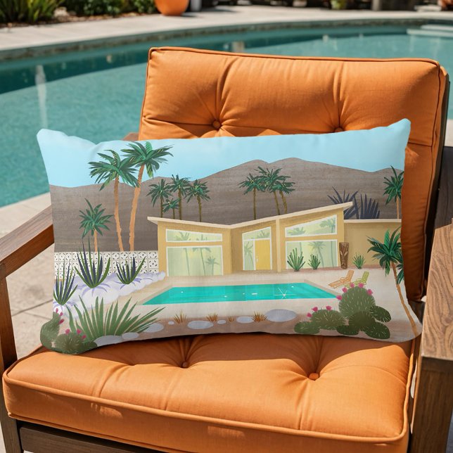 Coussin Rectangle Palm Springs - Maison de la piscine moderne du mil (Créateur téléchargé)