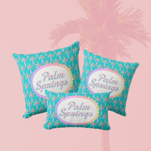 Coussin Rectangle Palm Springs Retro Palms Turquoise Tropical Palms