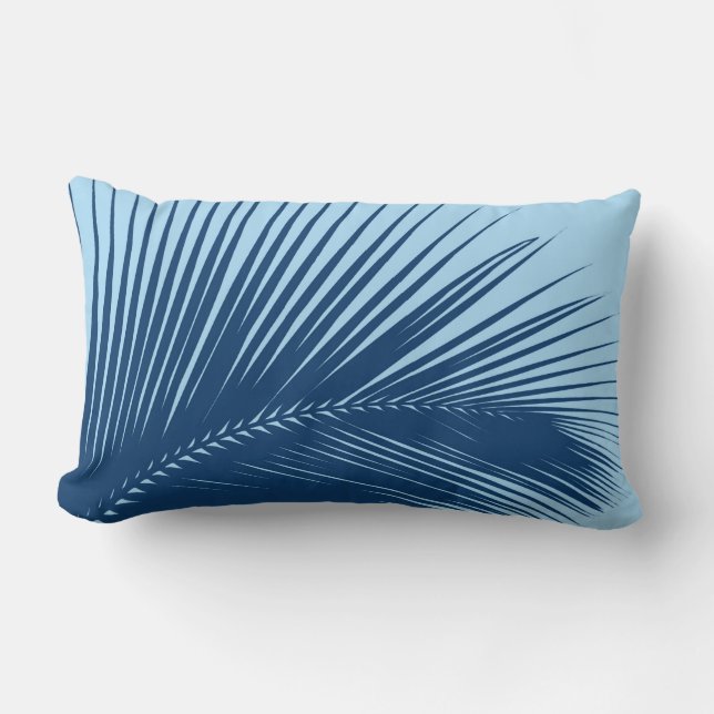 Coussin Rectangle Palmette - bleu de cobalt et de ciel (Recto)