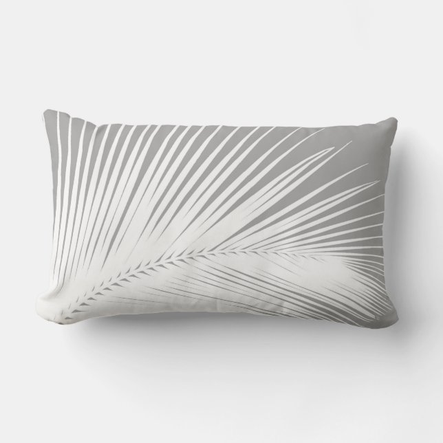 Coussin Rectangle Palmette - gris et blanc (Recto)
