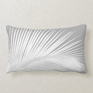 Coussin Rectangle Palmette - gris et blanc