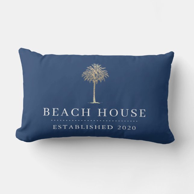 Coussin Rectangle Palmier d'or Beach House (Recto)