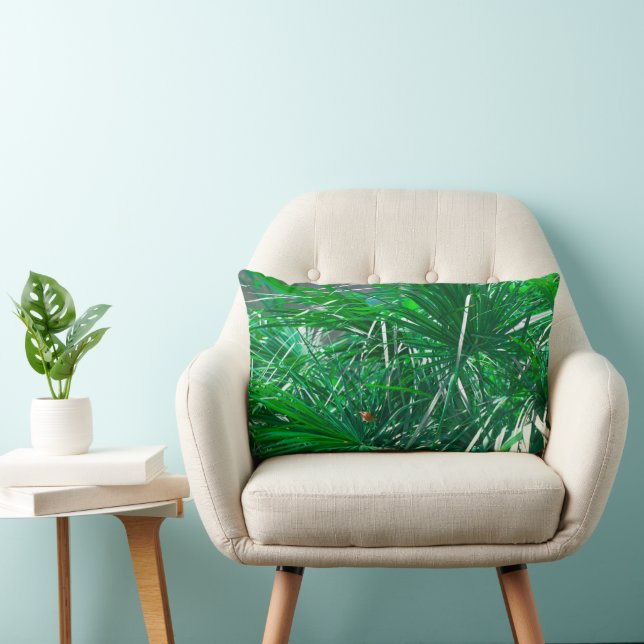 Coussin Rectangle Palmier vert plante pastel feuille (Chaise)