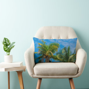 Coussin Rectangle Palmiers tropicaux et noix de coco