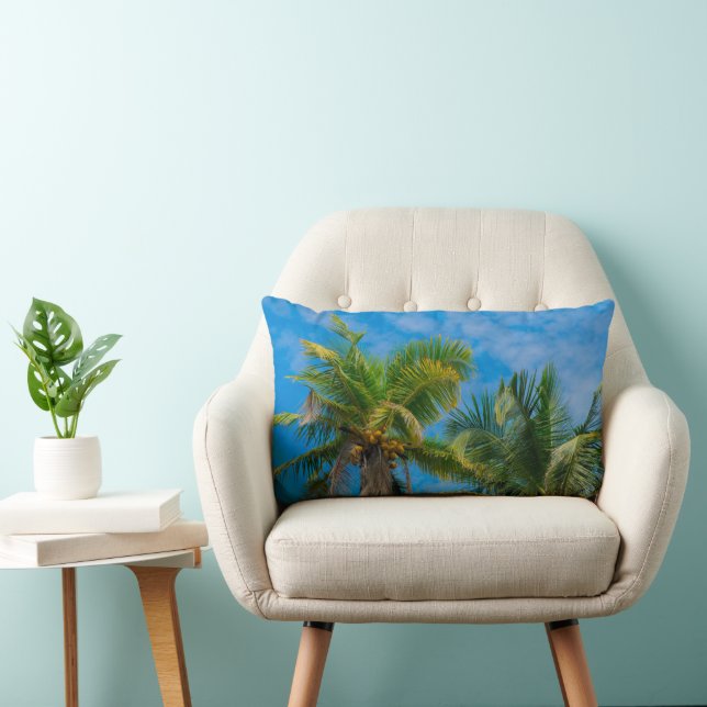 Coussin Rectangle Palmiers tropicaux et noix de coco (Chaise)