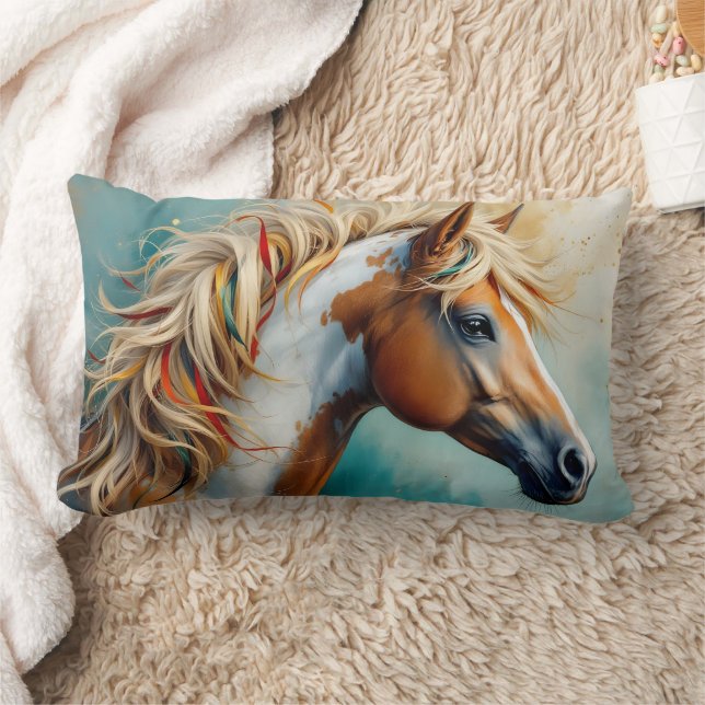 Coussin Rectangle Palomino Peinture Mustang Portrait (Couverture)