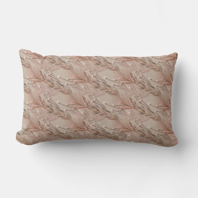 Coussin Rectangle Pampas Bohème Ton Terreux Marron  (Recto)