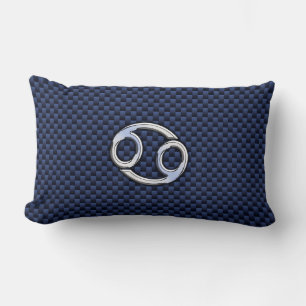 Coussin Rectangle Panneau cancéreux Zodiac Navy Blue Carbon Fiber Pr