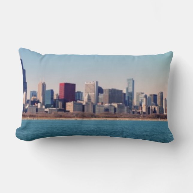 Coussin Rectangle Panorama de l'horizon de Chicago (Recto)