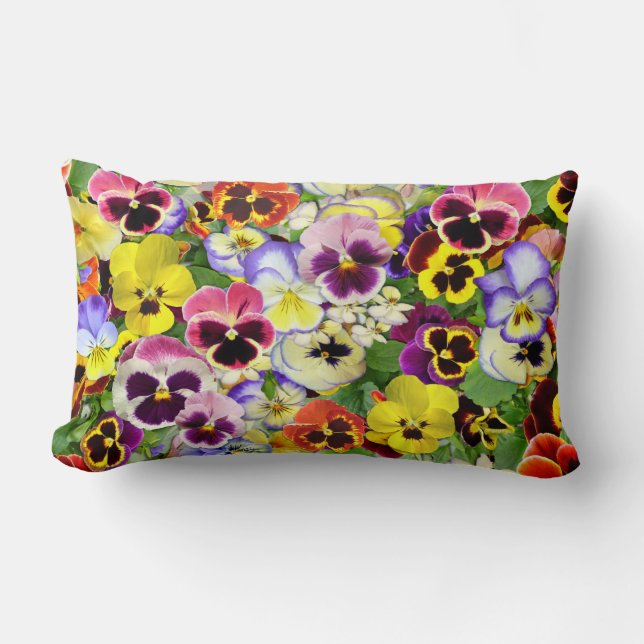 Coussin Rectangle Pansies de Pastel (Recto)