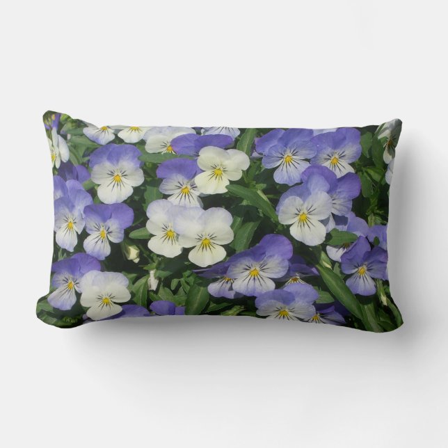 Coussin Rectangle Pansies violettes Jardin Floral (Recto)