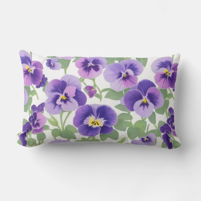 Coussin Rectangle Pansies violettes Pastel Graphic (Recto)