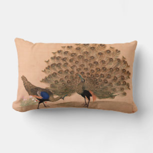 Coussin Rectangle Paon asiatique vintage