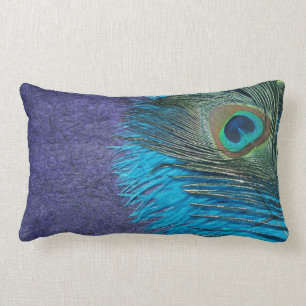 Coussin Rectangle Paon pourpre et turquoise