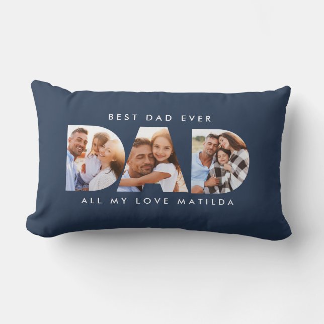 Coussin Rectangle Papa photo typographie moderne cadeau enfant (Recto)